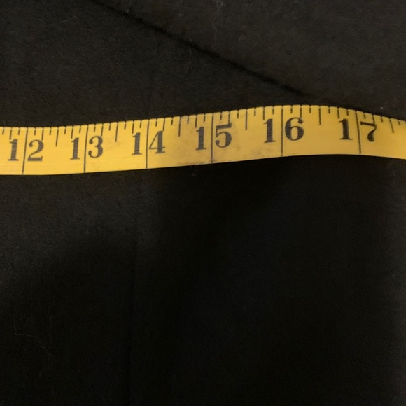 Women's 100% Wool Black Coat -Faux leather collar and cuffs - Size 10 - Picture 7 of 9